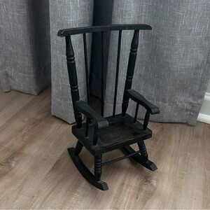 Classic Black Wooden Rocking Chair Vintage Doll Furniture